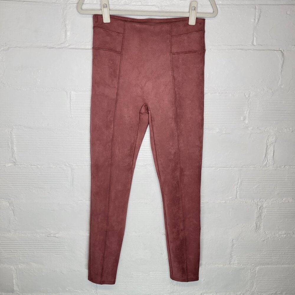 Spanx Women's Medium Pants Pink Faux Suede Pull On